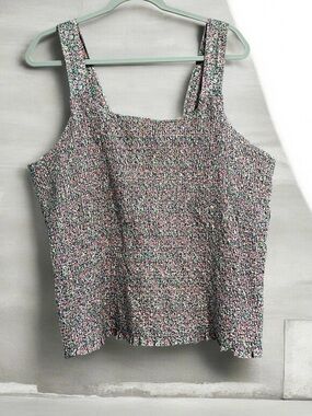 Vintage Floral Top, Size 24, Elastic, Bohemian Style Summer Blouse